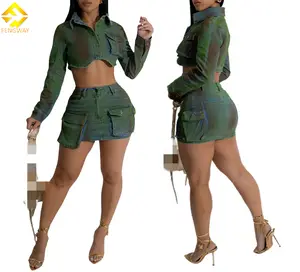 Set Due Pezzi da Donna 2026 all'Ingrosso, Bikini in Jeans con Frange e Coulisse, Abbigliamento Esotico da Ballo - Product Image 2