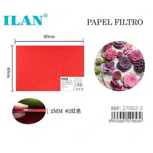 Ilan Filter Paper 40x60cm <b>Red</b> Nonwoven Craft <b>Material</b> 2mm Thickness - Product Image 1