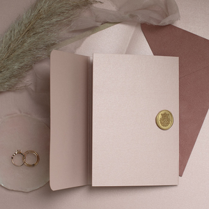 Lujosas y preciosas invitaciones de boda de oro y Rosa antigua, estampado de lámina dorada, invitación de carta, boda con sello de cera - Product Image 4