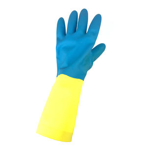 ANT5PPE Gants en latex néoprène bicolore nettoyage de chambre gants bleus et jaunes - Product Image 5