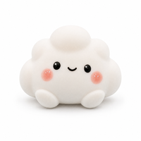 Jouets Squishy Nuageux et Moelleux, Corps Souple à Presser, Visage Mignon, Rose Blush, Rond Blanc, Décoration de Bureau
