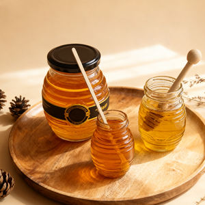 ขวดแก้วใส่น้ำผึ้งขวดแก้วเปล่าใสปิดสนิทเพิ่มขวดแยมทรงกลมหนากับซอสพริกขวดรังนก - Product Image 5