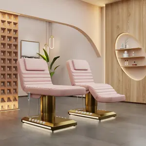 Sang Trọng Vàng thép không gỉ sáng cơ sở 3 động Cơ Đẹp giường với kiểm soát chân massage mặt giường cho Thẩm mỹ viện