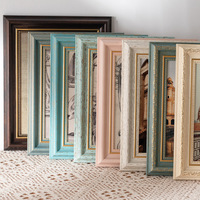 Marco de Fotos Decorativo de Madera de Estilo Europeo Retro, Diseño de Palacio, Rectangular, Varios Tamaños, de Alta Gama, con Acabado Envejecido, para Mesa o Pared