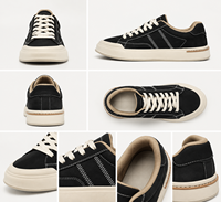 Tênis Casuais Masculinos com Cabedal em Microfibra, Solado Grosso, Lace Up, Calçados para Skate e Caminhada
