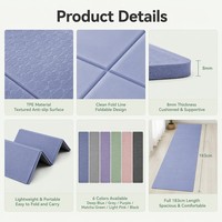 Tapis de fitness pliable portable, épais, en TPE, antidérapant, léger, pour la salle de sport, la maison, le Pilates, le camping, l'entraînement