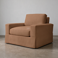 Fauteuil d'appoint moderne en tissu avec housse, fauteuil lounge individuel rembourré avec base à jupe