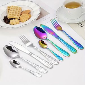 Wholesale Luxury Stainless Steel Hammer Pattern Cutlery <b>Set</b> Dinner <b>Knife</b> <b>Fork</b> <b>Spoon</b> Flatware <b>Sets</b> for Wedding Restaurant Hotel - Product Image 1