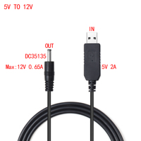 Kabel pengisi daya adaptor usb, kabel daya 5v ke 12v 2a Usb ke Dc 35135 male, kabel daya 5v ke 12v Dc