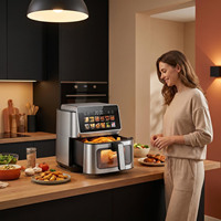 Four à friture numérique 9L 1800W avec éléments chauffants doubles, minuterie 90 min, en acier inoxydable, antiadhésif, pour la maison et les camping-cars, certifié ETL CE