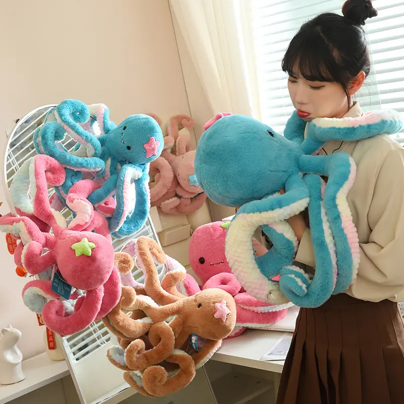 Nuevo diseño lindo Animal relleno juguete colorido pulpo suave almohada muñeco de peluche