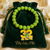 Elegante Pulsera Elástica Ajustable con Cuentas para Mujer, Sorority Est. 1932, Letra Griega Chi Eta Phi, Joyería para Mujer, Regalos