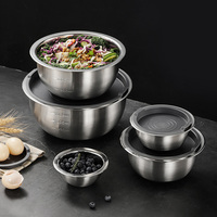 Ensemble de 14 bols mélangeurs profonds en acier inoxydable 304 poli, écologiques, compatibles lave-vaisselle, avec couvercles de conservation pour salades et bases antidérapantes en silicone