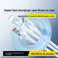 Cable de Carga Superrápida Tres en Uno de 100W con Revestimiento Tejido, Compatible con Teléfonos IOS y Android, Cargador Universal para Auto Tipo-C USB 2.0