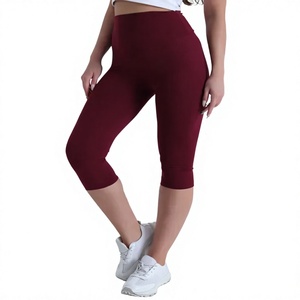 Leggings de yoga unis pour femme, taille haute, longueur cheville, sans couture, simples, élastiques, respirants, écologiques, séchage rapide, pour l'entraînement - Product Image 1