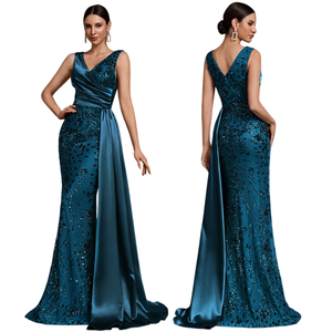 Vestidos <span class=keywords><strong>de</strong></span> Noche <span class=keywords><strong>de</strong></span> Lujo LY2820 para Mujer, Elegantes Vestidos <span class=keywords><strong>de</strong></span> Fiesta con Cuello en V, Sin Mangas, con Lentejuelas, para Damas <span class=keywords><strong>de</strong></span> <span class=keywords><strong>Honor</strong></span> y Bodas - Product Image 6