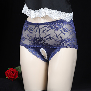 Sexy Lace Open Crotch Panties For Women Transparent Mesh Plus Size Couple Underwear Nylon Material - Product Image 4