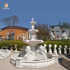 MILY mão esculpida mármore branco Lions <span class=keywords><strong>Fountain</strong></span> estilo europeu para casa ao ar livre jardim - Product Image 5