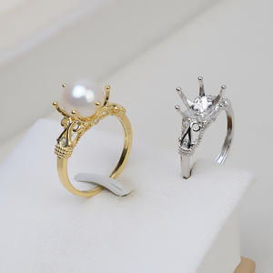 Bague pour femme en argent S925 à six griffes, ouverte et personnalisable, accessoires en perles DIY, ensemble vide 10-11 pour 1930 - Product Image 1