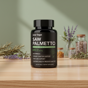 Gélules d'huile de palmier nain naturel avec graines de citrouille et pollen d'orge – Complément de santé personnalisé - Product Image 1