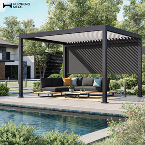 Pergola Bioclimatique Moderne en Aluminium Bronze Étanche avec Commande Manuelle par <span class=keywords><strong>Manivelle</strong></span> <span class=keywords><strong>pour</strong></span> Terrasse au Bord de la Piscine, Auvent et Abri de Piscine - Product Image 1