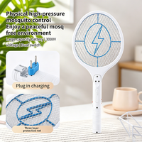 Raquette anti-moustiques rechargeable, haute tension, filet de sécurité à 3 couches, grande grille, usage domestique