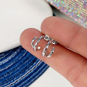 Eleganti Orecchini a Doppio Cerchio Geometrici con Zirconi, Gioielli Minimalisti da Donna, per Uso Quotidiano, Regalo Chic - Product Image 5