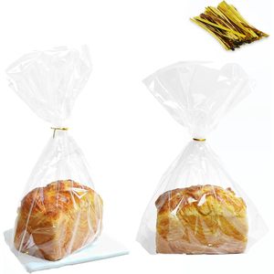 Clear Flat Bottom Gusset <b>Bread</b> <b>Bags</b> 11x14x3.1 Inches Plastic Gift <b>Bags</b> for Popcorn Cookie Wedding 50 Pack - Product Image 1