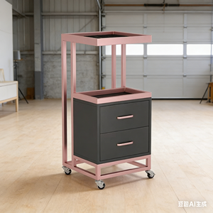 รถเข็นอุปกรณ์เสริมสวยเคลื่อนที่ 4 ล้อ ขนาดเล็ก ยี่ห้อ Iron Salon รุ่น Specialized พร้อมชั้นวางเก็บของ ดีไซน์ทันสมัย - Product Image 1