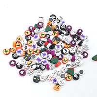 Cuentas sueltas de arcilla polimérica para fabricación de pulseras, abalorios con diseño de murciélago, calabaza, fantasma, Araña, para halloween, 10mm, 100 unidades