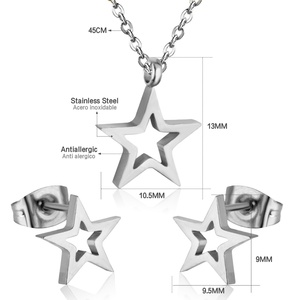 Conjunto de Joyería de Cadena Larga, Joyería Nupcial, Conjunto de Estrella de Cinco Puntas, Acero Inoxidable Chapado en Oro de 18 Quilates (SE118604S) - Product Image 3