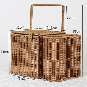 Camping Outdoor Handmade <strong>Wicker</strong> Rattan Cotton <strong>Lining</strong> Pincic <strong>Basket</strong> with Bottle Holder Wine PE Rattan <strong>Basket</strong> Wine Picnic Set - Product Image 6
