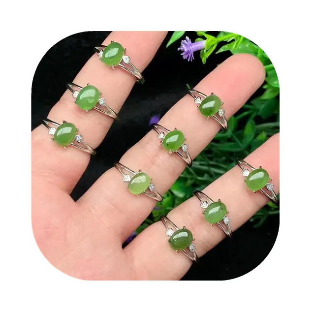 Nuovi arrivi gioielli regolabili cristalli guarigione gemma natur anelli di cristallo di giada verde per regalo