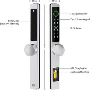 Capteur avant Rfid empreinte digitale numérique étanche porte extérieure balançoire étroite en aluminium TTLock Wifi serrure intelligente pour porte coulissante - Product Image 2