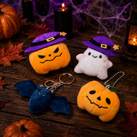 Porte-clés en peluche tendance pour Halloween : Chauve-souris volante, fantôme, citrouille, squelette, chapeau de sorcière – Pendentif de sac, décoration de fête, cadeau