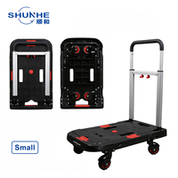 Chariot à plateforme en aluminium à quatre roues pliable, capacité de charge de 137 kg, chariot de transport pour entrepôt, chariot à palettes