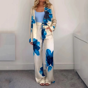 Summer Casual Women's Fashionable Print Shirt and Pants Set 2 Piece Set for Women 2024 Club <strong>Clothing</strong> - Product Image 1