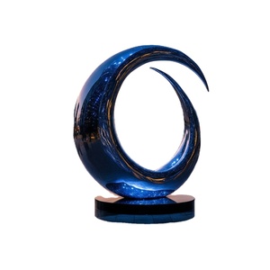 Sculpture d'anneau abstraite en acier inoxydable poli sur mesure avec surface miroir |   Décoration d'intérieur moderne en métal forgé, thème ange, pour <span class=keywords><strong>les</strong></span> fêtes - Product Image 1