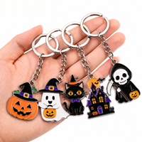 Porte-clés d'Halloween personnalisé, breloques fantôme, citrouille, chat, maison hantée, anneaux de clés en métal
