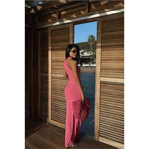 Robe longue rose Marcia, élégante tenue de plage - Product Image 1