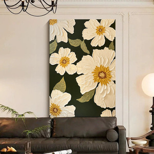 Modern Floral Wall Painting 3D Sandstone Effect Realistic Art For Living Room Sofa Background Decorative Canvas No <b>Frame</b> - Product Image 4
