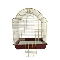 Cage à oiseaux en fil métallique plaqué or, cage pour animaux de compagnie avec porte arquée, volière de table pour petits oiseaux
