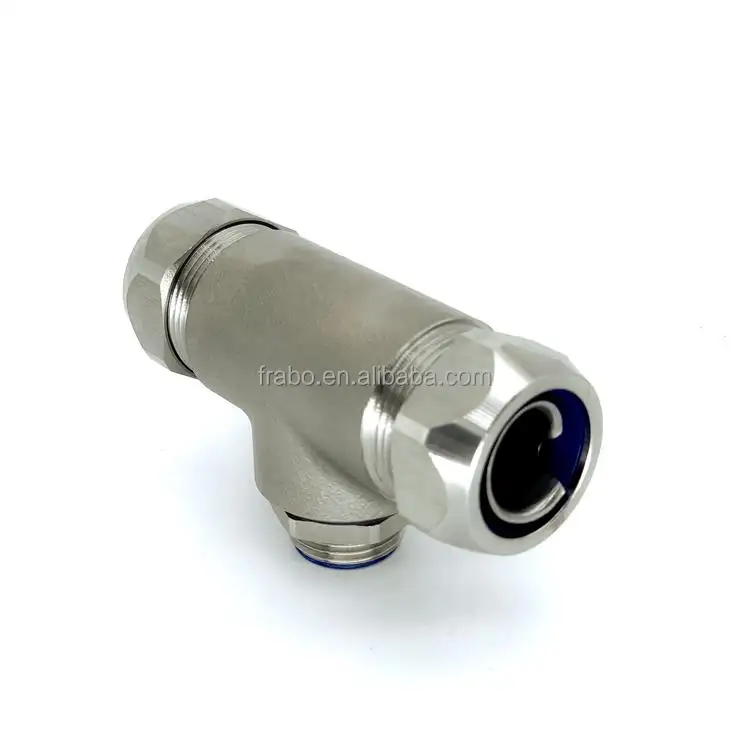 Electrical Metal Fitting Zinc Alloy Nickel Plated Brass 3-Way T-Shaped Connector For PVC Coated Flexible Conduit