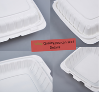 Emballage alimentaire à emporter en vrac noir robuste, conteneur en plastique jetable pour repas avec couvercle à charnière noir, boîte à clapet à emporter