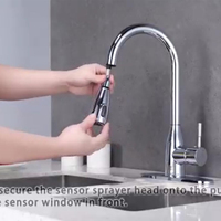 Adaptateur de robinet de cuisine sans contact à capteur automatique, double détection infrarouge pour économiser l'eau
