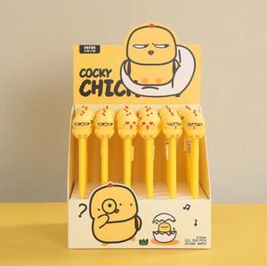 Маленькая желтая курица, мультяшная яичная скорлупа, пластиковая гелевая ручка, 0,5 мм, синие/черные чернила, не стираемые в офисной школе - Product Image 2