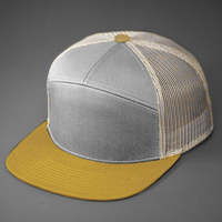 Casquette de camionneur en coton sergé à 7 panneaux, à visière plate, personnalisable, de haute qualité, en gros