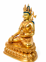 Statue de Bouddha Ksitigarbha Bodhisattva faite à la main, sculpture artisanale en laiton pour la décoration de la maison, décoration d'autel de temple