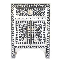 Commode à tiroirs en résine incrustée de motifs floraux, design traditionnel, pour le mobilier de salon