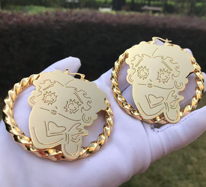 Custom Cartoon Character 18K Gold Plated Stainless Steel <b>Twist</b> <b>Earrings</b> for Women Trendy Bamboo <b>Hoop</b> Party Dropshipping - Product Image 6